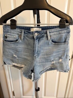 KanCan Light Wash Distressed Denim Cutoff Shorts